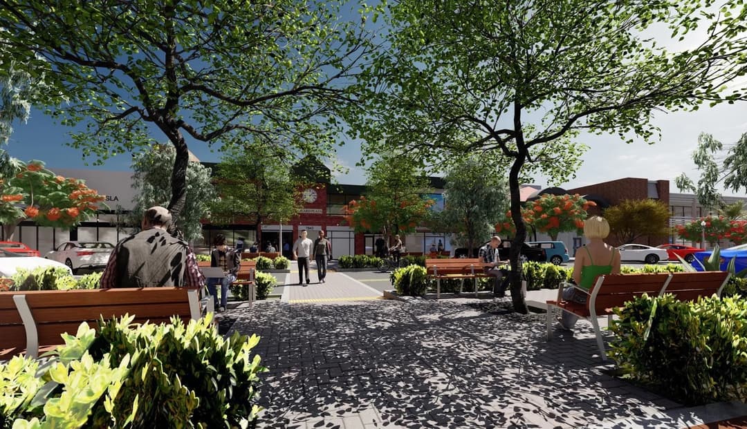 Girard Street with pedestrians